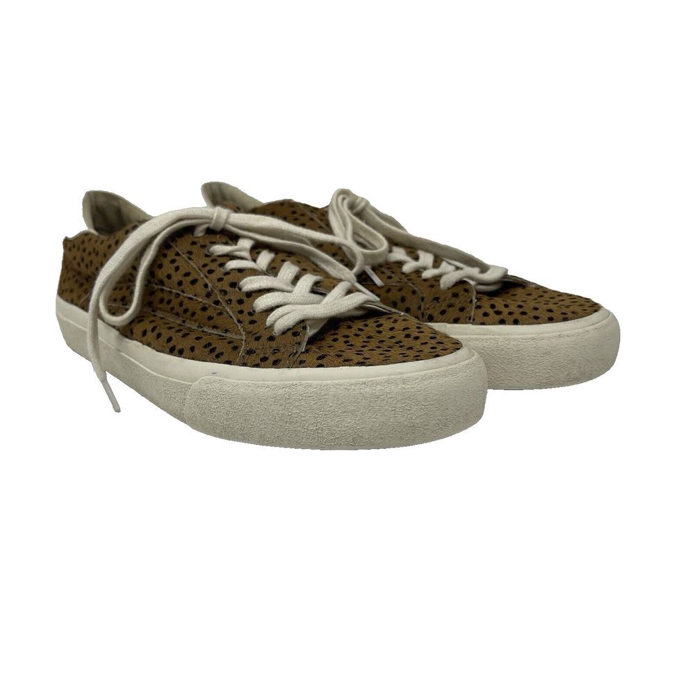 Madewell Shoes Womens 9M Brown Sidewalk Spot Dot Calf Hair Fur AA176 Sneakers